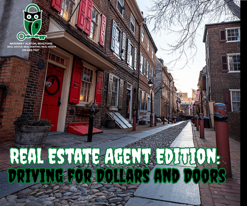 Real Estate Agent Edition - Driving for Dollars and Doors with empty cobblestone street