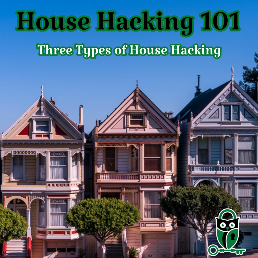 House Hacking 101 graphic for three types of house hacking.